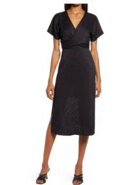 FLORET STUDIOS- Phoebe V-Neck Midi Dress Size L